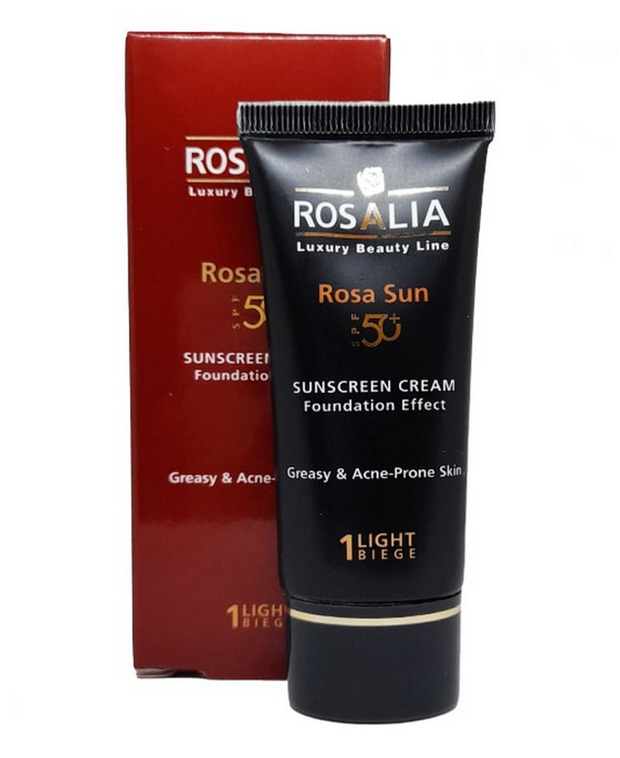 کرم ضد آفتاب رزالیا پوست چرب مدل Rosa Sun SPF50 بژ روشن