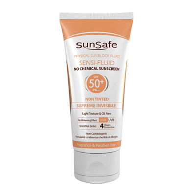 فلوئید ضد آفتاب فیزیکال +SPF50 پوست حساس سان سیف مدل Sensi-Fluid