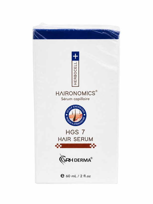 پک شامپو و سرم ضد ریزش مو هیرونومیکس هربوسل (Herbocell Haironomics) شامل شامپو ضد ریزش HCS 5 و سرم مو HGS 7، ۱۲۰ و ۶۰ میلیلیتر