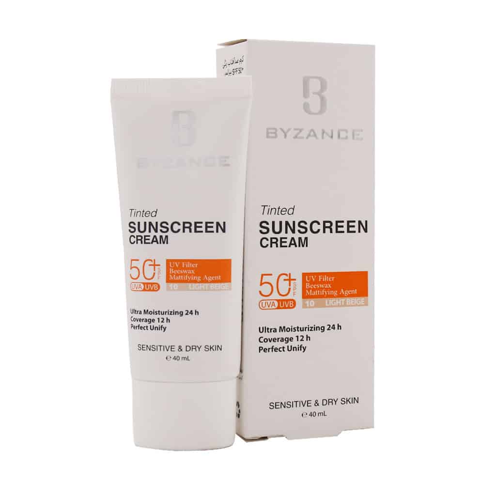 کرم ضد آفتاب رنگی SPF50 پوست خشک (بژ روشن (10)) بیزانس